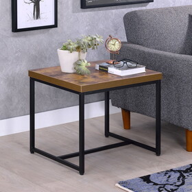 Weathered Oak and Black Rectangular End Table B062P181351
