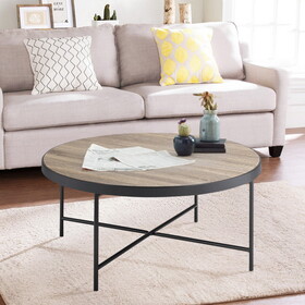 Weathered Grey Oak and Black Coffee Table B062P181353