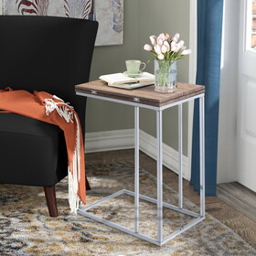 Weathered Oak and Chrome Side Table B062P181354