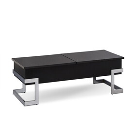 Black High Gloss and Chrome Coffee Table with Lift Top
