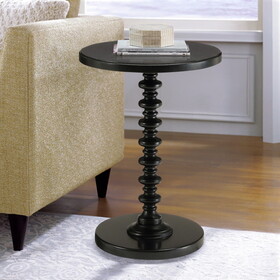 Black Round Wooden Side Table B062P181368