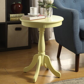 Light Yellow Side Table with Turned Pedestal