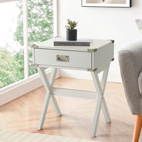 White 1-drawer End Table