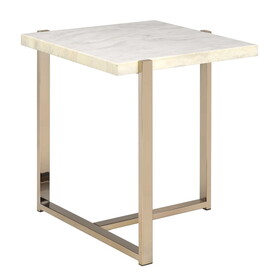 White and Champagne Rectangular End Table B062P181384