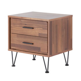 Walnut 2-Drawer Accent Table with Hairpin Legs