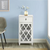 White Side Table with Drawer and Door B062P181405