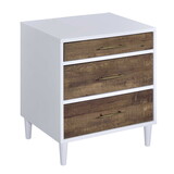 White and Weathered Oak 3-drawer Accent Table B062P181406