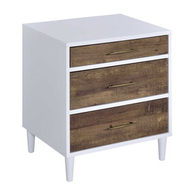 White and Weathered Oak 3-drawer Accent Table B062P181406