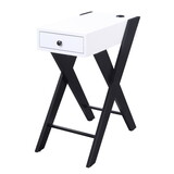 White and Black Side Table with USB Ports B062P181408