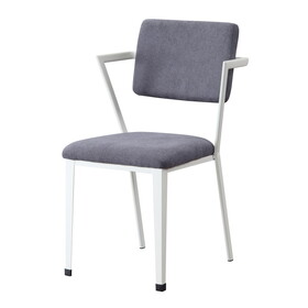 Grey and White Open Back Upholstered Office Chair B062P182688