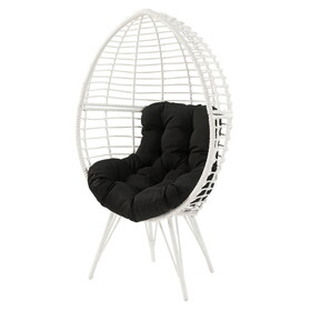 Black and White Patio Chair with Removable Cushion B062P182690