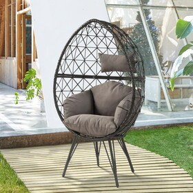 Light Grey and Black Patio Chair with Upholstered Cushion B062P182691