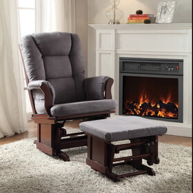 Grey and Cherry Glider Chair with Ottoman B062P182694