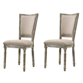 Beige and Reclaimed Grey Padded Seat Side Chairs (Set of 2) B062P182695