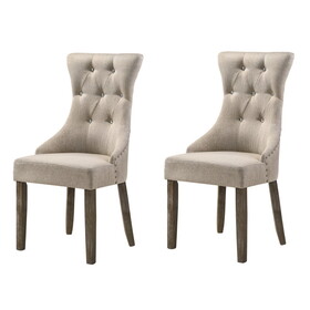 Beige and Reclaimed Grey Tufted Back Side Chairs (Set of 2) B062P182696