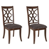 Brown and Dark Walnut Cross Back Side Chairs (Set of 2) B062P182697