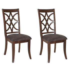 Brown and Dark Walnut Cross Back Side Chairs (Set of 2) B062P182697