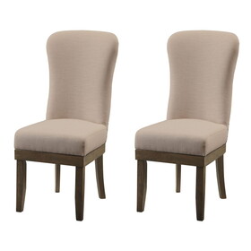 Beige and Salvage Brown Wingback Side Chairs (Set of 2) B062P182699