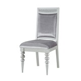 Grey and Platinum Upholstered Side Chairs (Set of 2) B062P182702