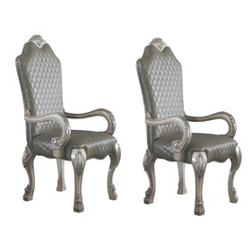 Grey and Vintage Bone White Arm Chairs (Set of 2) B062P182716
