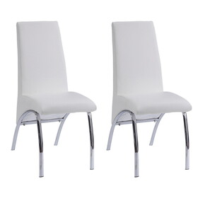 White and Chrome Armless Solid Back Side Chair (Set of 2)
