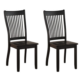Black Side Chairs with Slatted Backrest (Set of 2) B062P182725