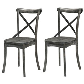 Rustic Grey Open Backrest Side Chairs (Set of 2) B062P182727