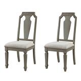 Beige and Weathered Oak Open Back Side Chairs (Set of 2) B062P182734