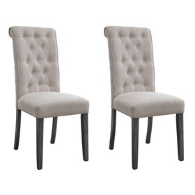 Beige and Grey Tufted Back Side Chairs (Set of 2) B062P182735