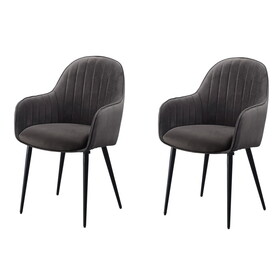 Dark Grey and Black Tufted Back Dining Chairs (Set of 2) B062P182736