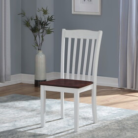 White and Walnut Slat Back Side Chairs (Set of 2) B062P182742