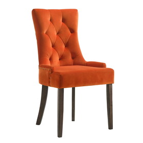 Orange and Weathered Oak Tufted Back Side Chairs (Set of 2) B062P182744