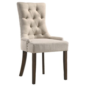 Beige and Weathered Oak Tufted Back Parson Chairs (Set of 2) B062P182747