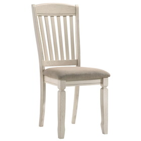 Tan and Cream Slatted Back Side Chairs (Set of 2) B062P182749
