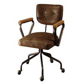 Vintage Whiskey Swivel Office Chair with Nailhead Trim B062P182752