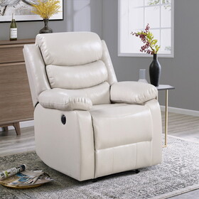 Beige Power Recliner with Pillow Top Arms
