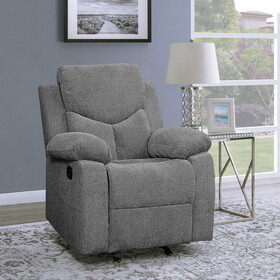 Grey Pillow Top Arms Glider Recliner B062P184511