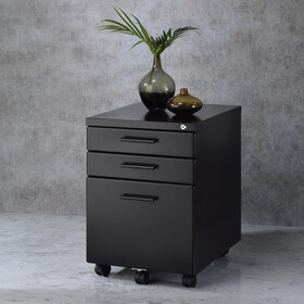 Black 3-drawer File Cabinet with Caster Wheels B062P184518