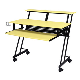 Yellow and Black Music Studio Desk with Keyboard Tray B062P184530