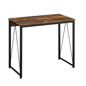 Weathered Oak and Black 35.5" Writing Desk with Metal Sled Base