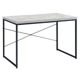 Antique White and Black Writing Desk with Metal Sled Base B062P184539