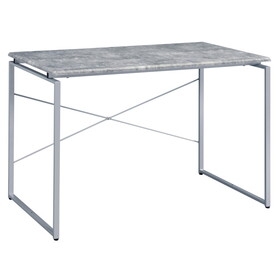 Grey and Silver Writing Desk with Metal Sled Base