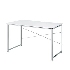 White and Chrome Writing Desk with Sled Base