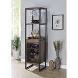 Weathered Oak and Black Wine Rack with 1 Drawer B062P184584