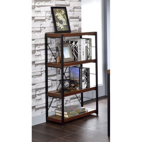 Weathered Oak and Black 3-shelf Bookcase B062P184586