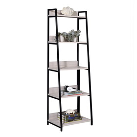 Natural and Black Ladder 5-tier Bookshelf B062P184592