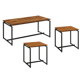 Oak and Black Occasional Set with Trestle Base B062P184598