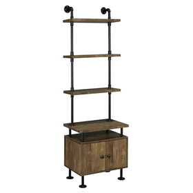 Rustic Oak and Black Side Pier with Open Shelving B062P184599