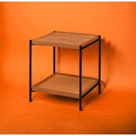 Honey Oak and Black End Table with Shelf B062P185645