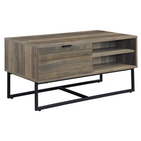 Rustic Oak and Black Coffee Table with Open Storage B062P185649